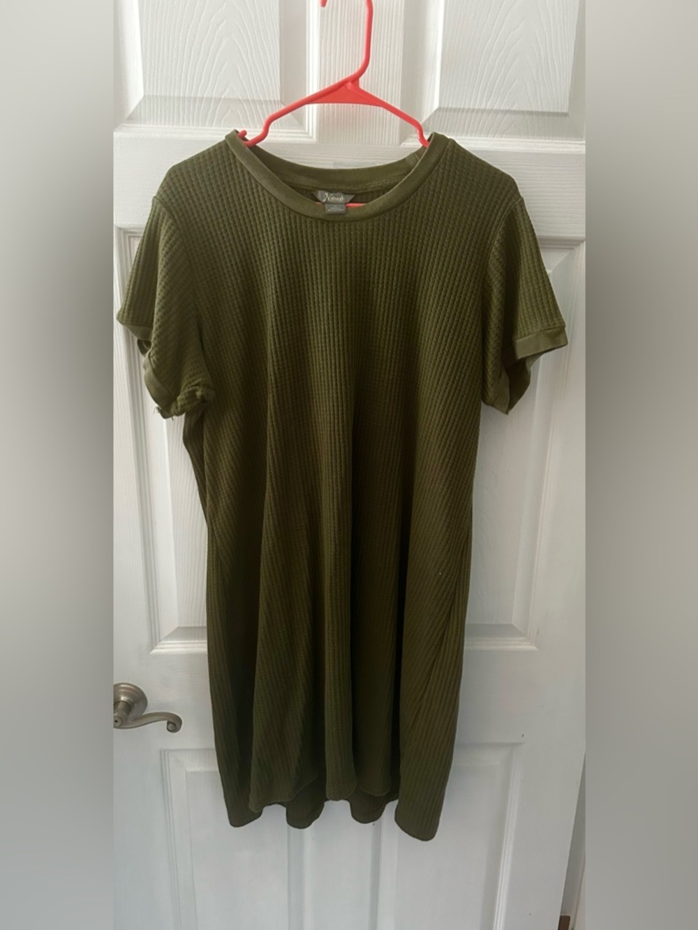Natural Reflections Olive Green Ribbed T‑Shirt Dress